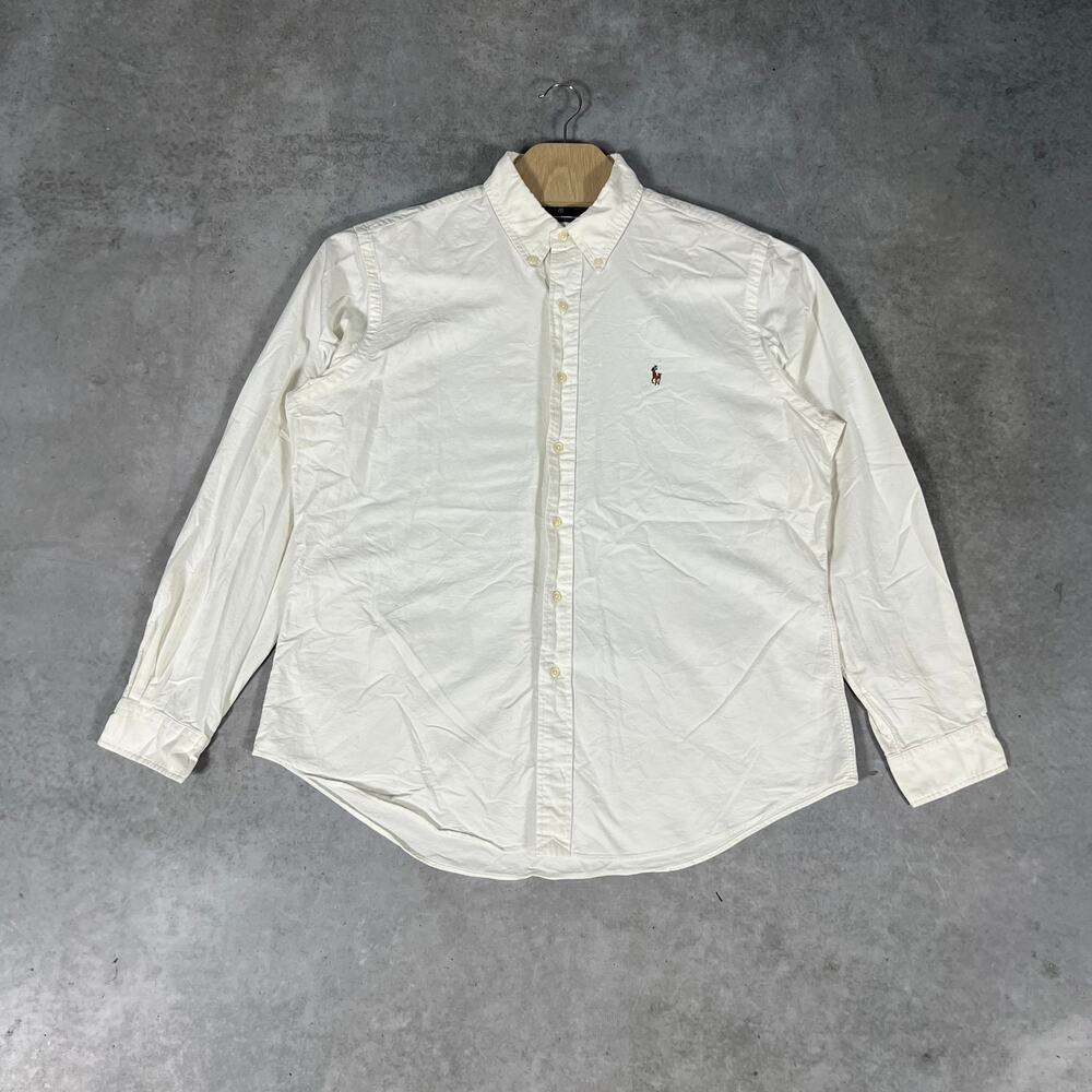 Ralph Lauren Men's XL White Oxford Shirt Custom Fit Button Down Vintage 90's